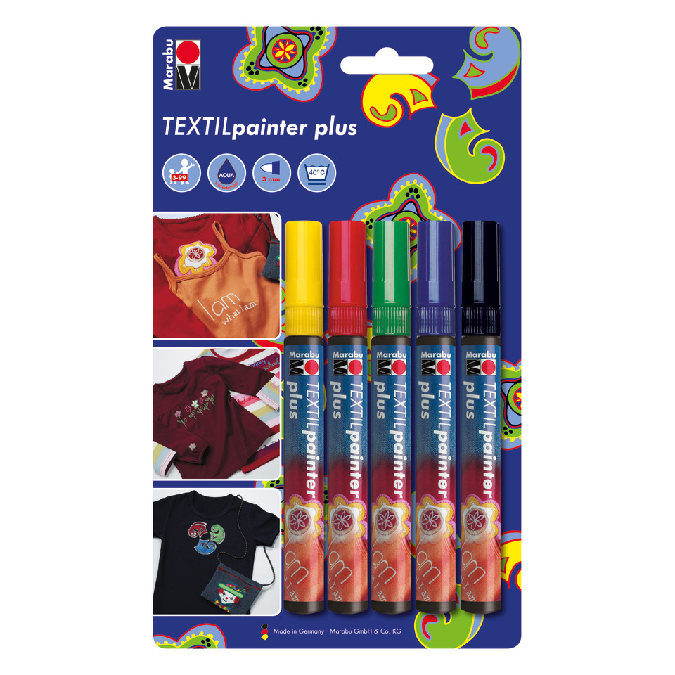 Textil Painter plus, 5er-Blister-Sortierung, 5 x 3 mm