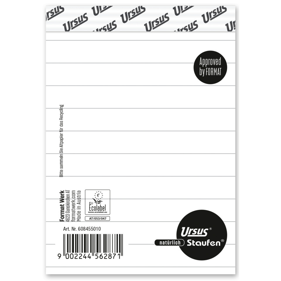 Notizblock - A7, 48 Blatt, 60 g/qm, liniert