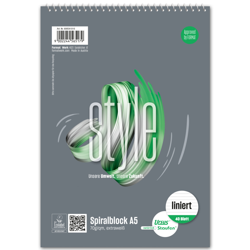 Spiralblock A5 40 Blatt 70g/qm 9mm liniert