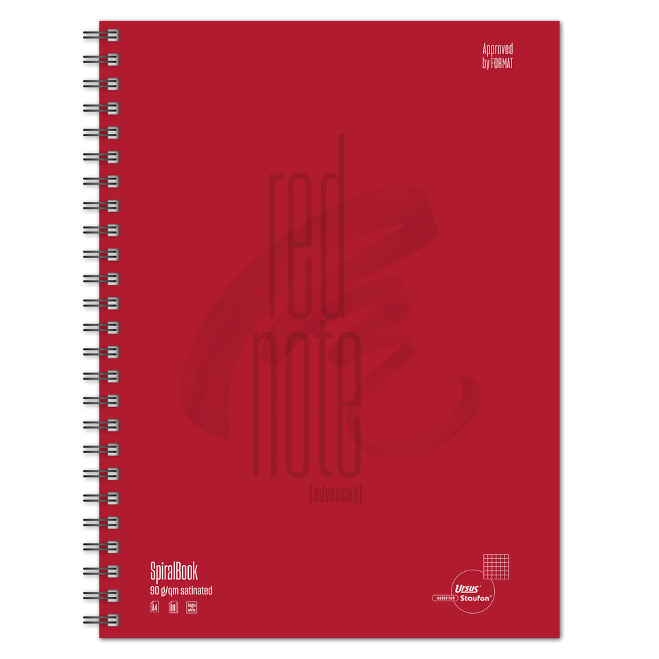 Spiralbuch Red Note A4 80 Blatt 90g/qm 5mm kariert