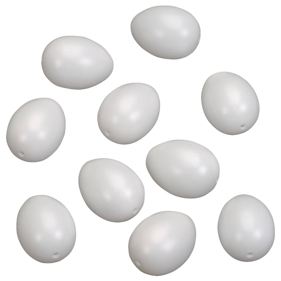 Osterdeko Ei - 60 x 45 mm, 10 Stück, Kunststoff, weiß