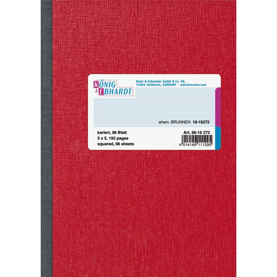 Kladde - A6, 96 Blatt, 70 g/qm, kariert, rot