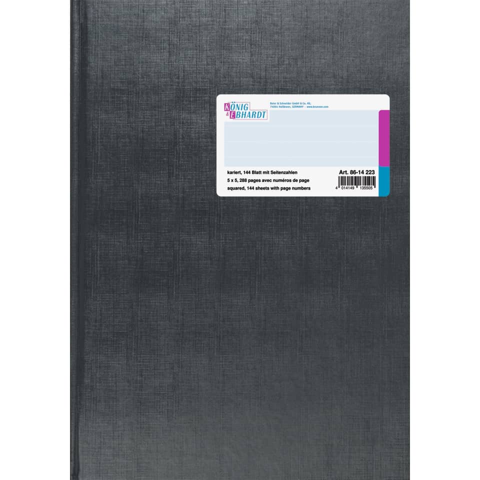 Geschäftsbuch - A4, 144 Blatt, 80 g/qm, kariert, grau