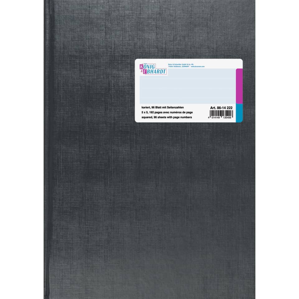 Geschäftsbuch - A4, 96 Blatt, 80 g/qm, kariert, grau