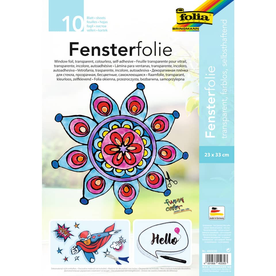 Fensterfolie - selbsthaftend, 10 Blatt, 23 x 33 cm