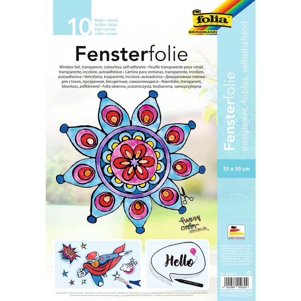 Fensterfolie - selbsthaftend 10 Blatt, 35 x 50 cm