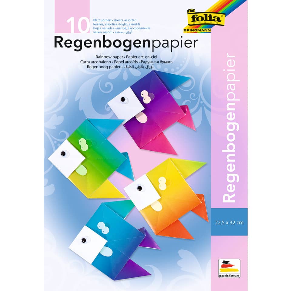 Regenbogenpapier - 22,5 x 32 cm, 10 Blatt, einseitig bedruckt