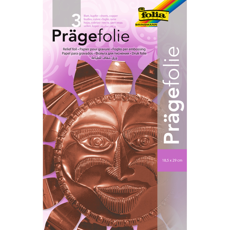Prägefolie Mappe - 19 x 30 cm, kupfer, 3 Blatt