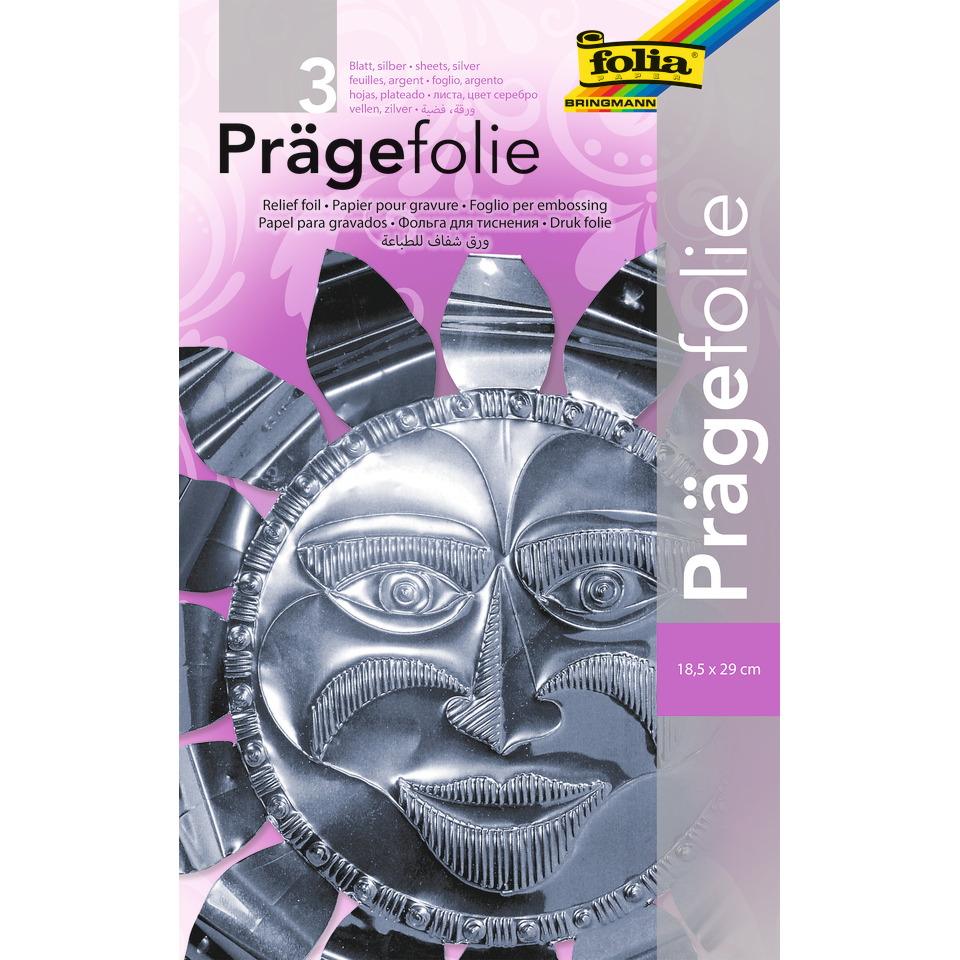 Prägefolie Mappe - 19 x 30 cm, silber, 3 Blatt