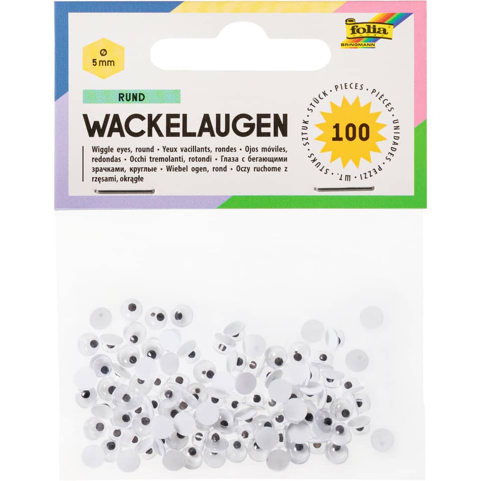 Wackelaugen Ø 5 mm, rund, 100 Stück