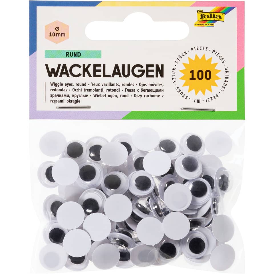 Wackelaugen Ø 10 mm, rund, 100 Stück