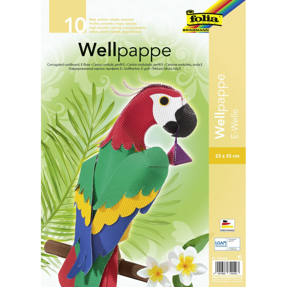 Bastelwellpappe E-Welle - 25 x 35 cm, sortiert