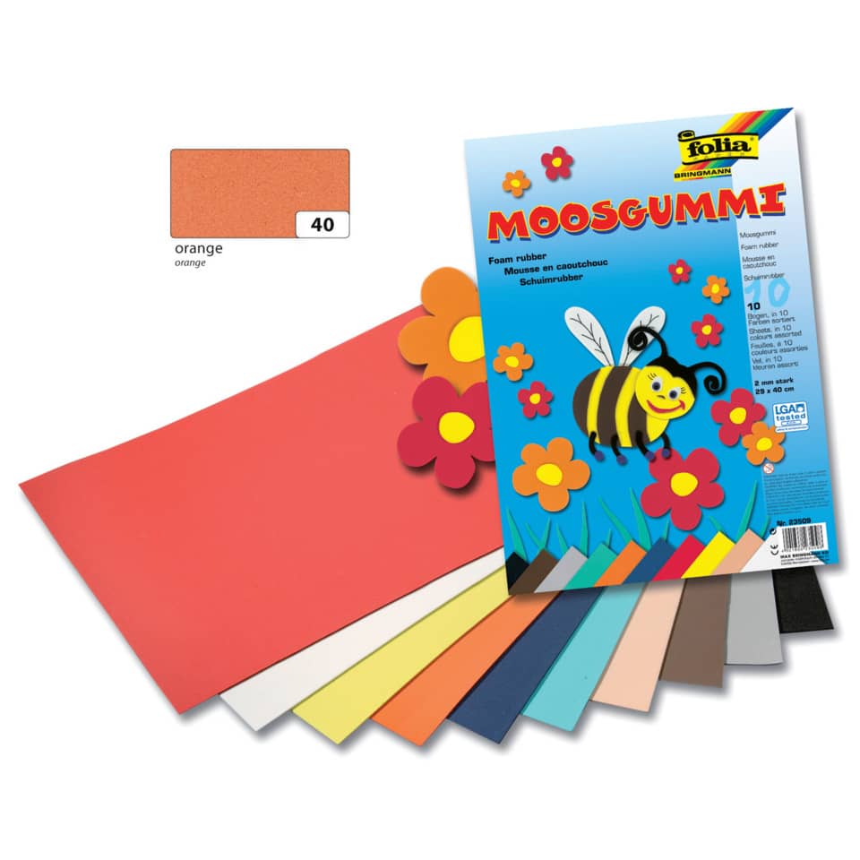 Moosgummi - 29 x 40 cm, orange