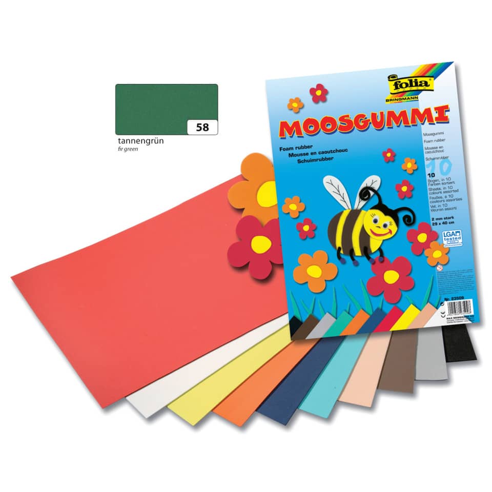 Moosgummi - 29 x 40 cm, tannengrün