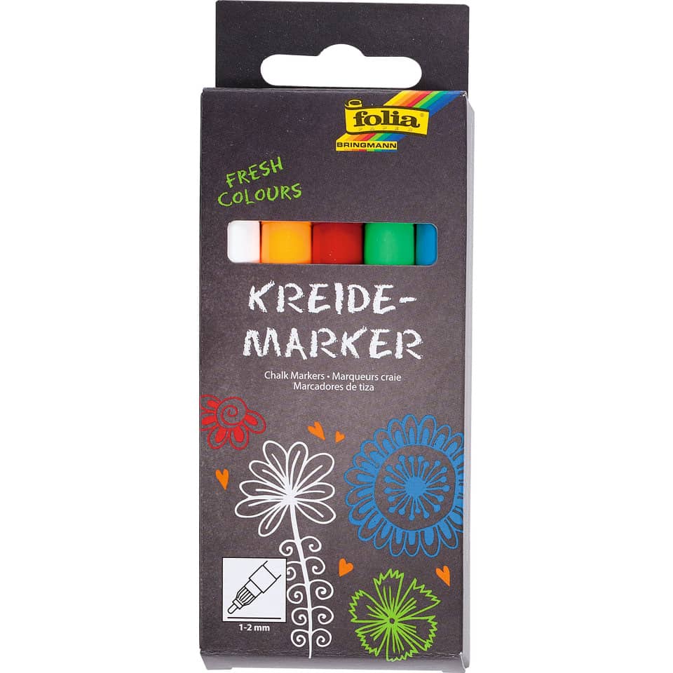 Kreidemarker - 5er Stifte Set, 1-2mm