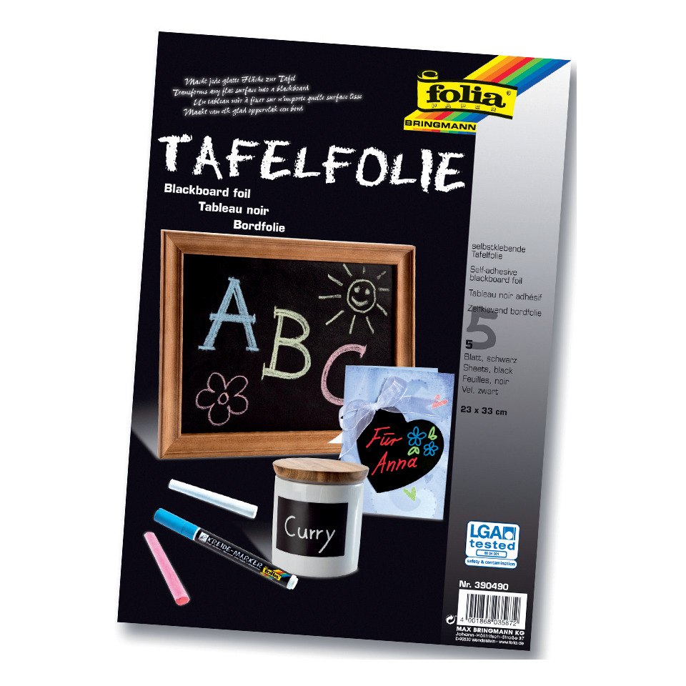 Tafelfolie - 23 x 33 cm, selbstklebend, schwarz