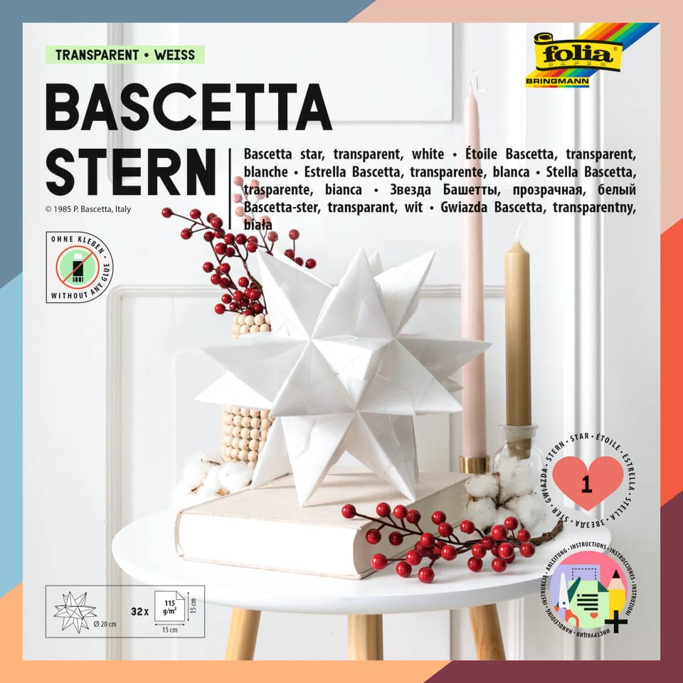 Bastelset Bascetta Stern, 15 x 15 cm, weiß