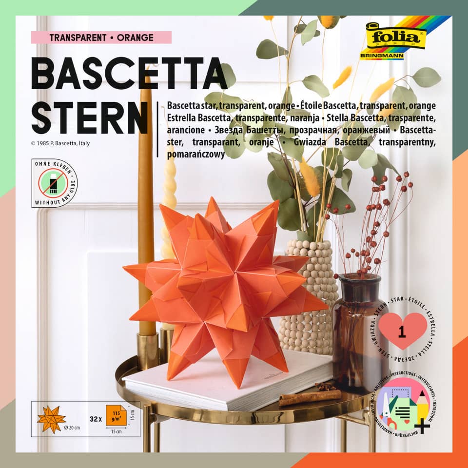Bastelset Bascetta Stern, 15 x 15 cm, orange