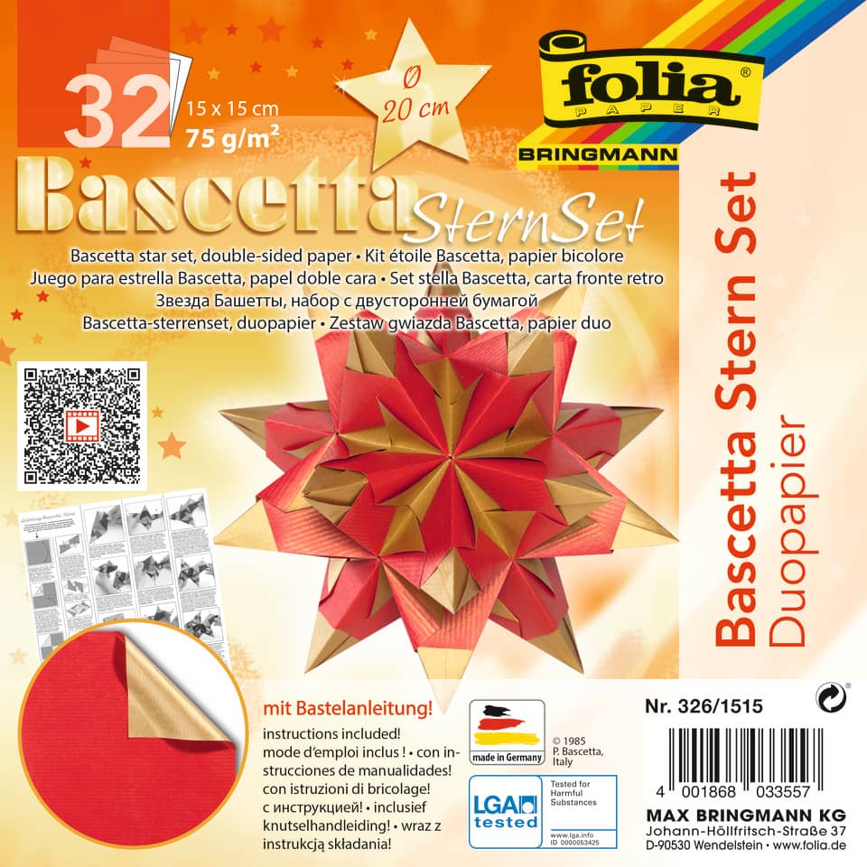 Bascetta Stern - rot/gold, Ø 20 cm