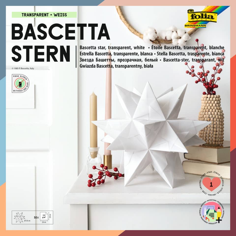 Bascetta Stern - weiß, transparent, Ø 30 cm