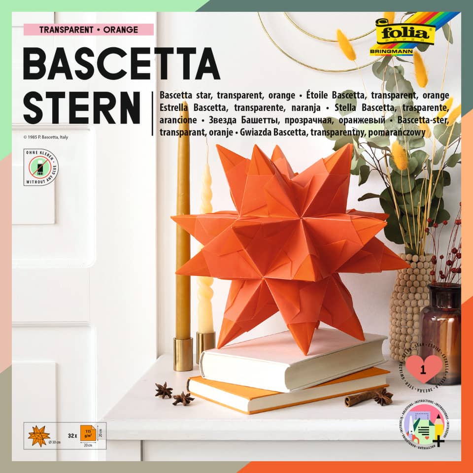 Bascetta Stern - orange, transparent, Ø 30 cm