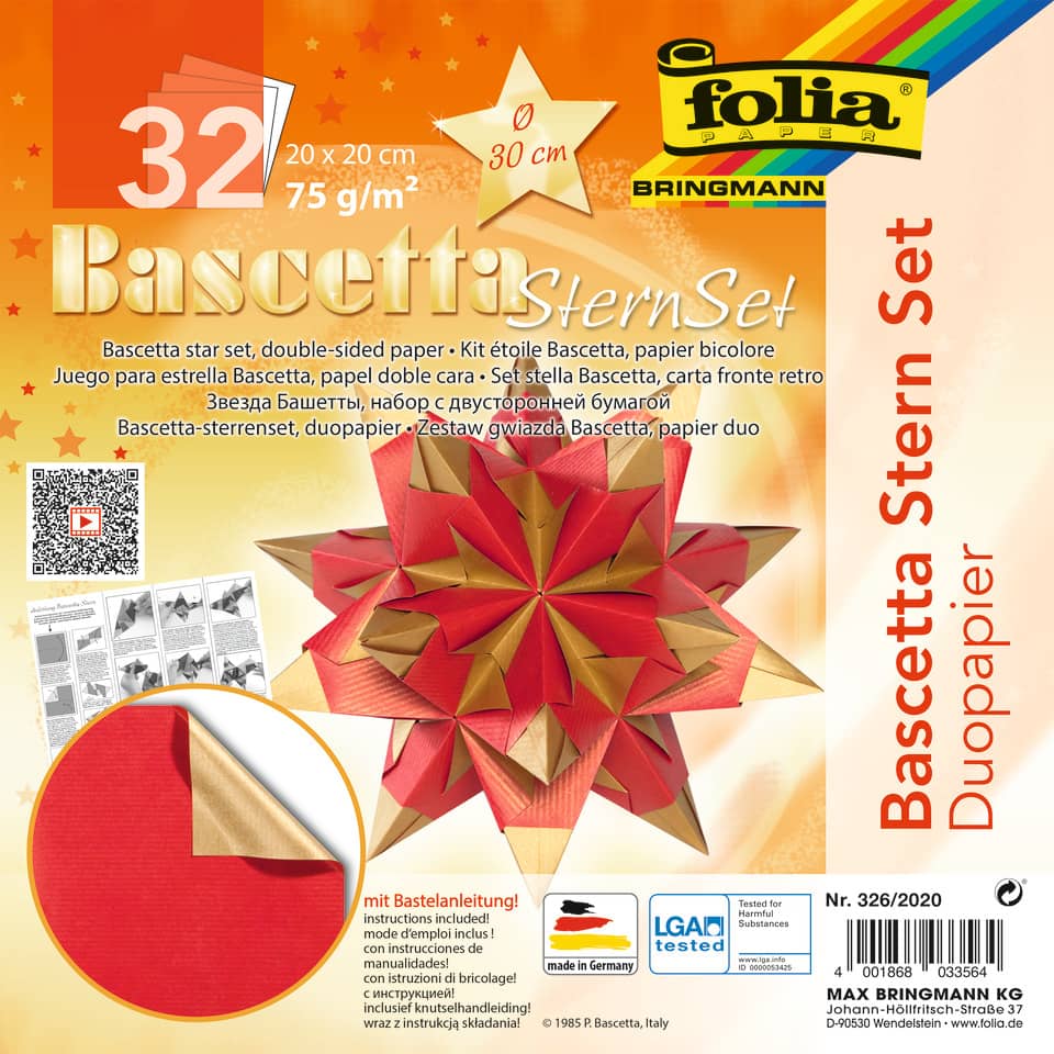 Bascetta Stern - rot/gold, Ø 30 cm