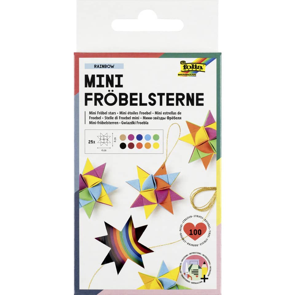Papierstreifen für Fröbelsterne  130 g/qm, 100 Stück, Ganzjahresfarben sortiert