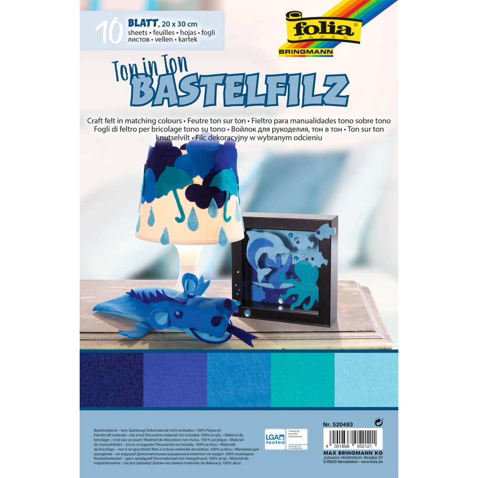 Filz Ton in Ton 20x30cm blau