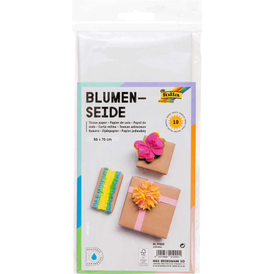 Blumenseide - 50 x 70 cm, 10 Bogen, weiß