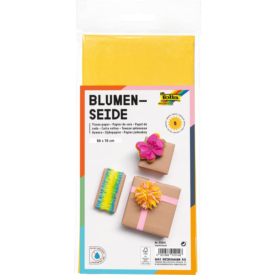 Blumenseide - 50 x 70 cm, 5 Bogen, altgold