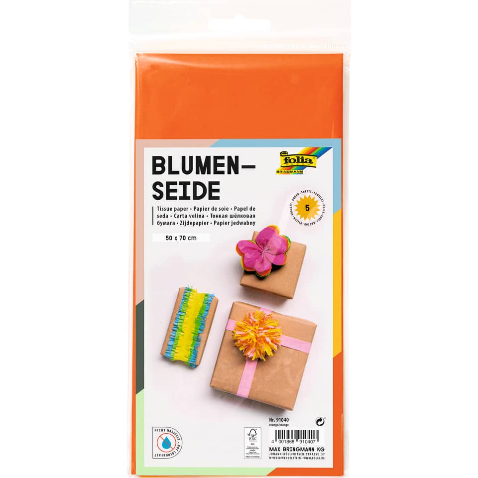Blumenseide - 50 x 70 cm, 5 Bogen, orange