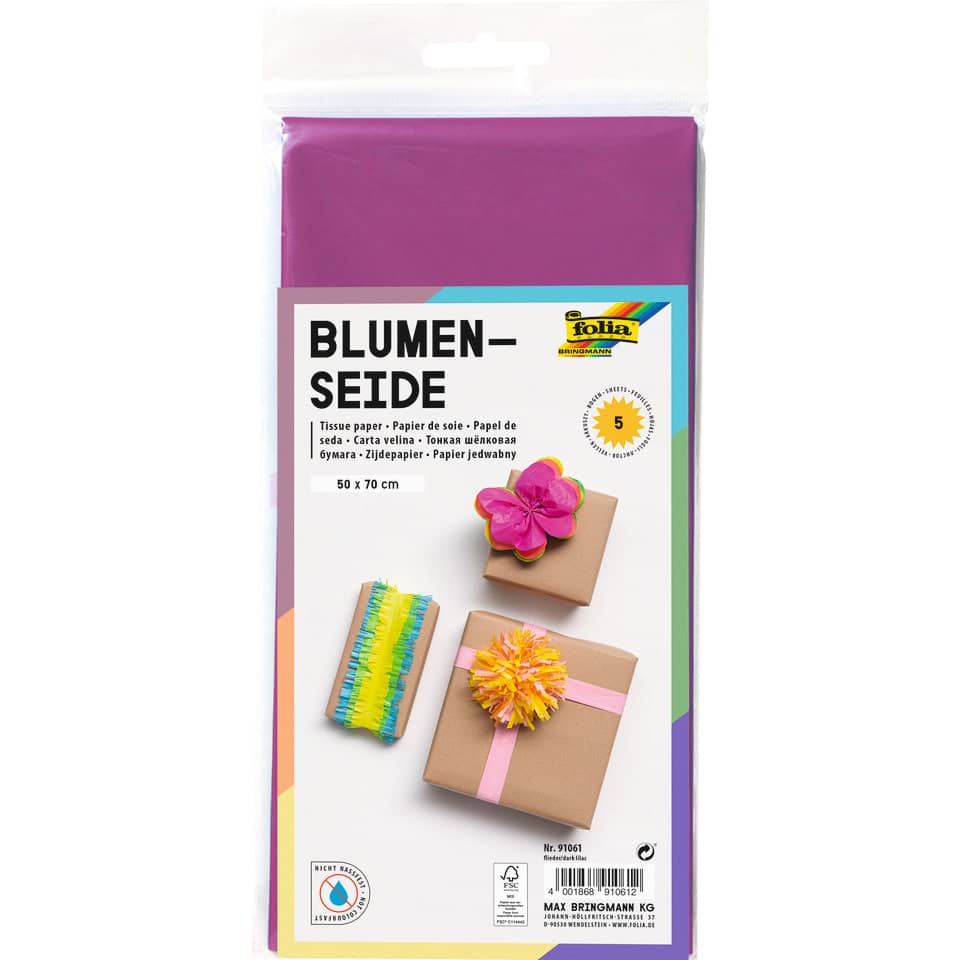 Blumenseide - 50 x 70 cm, 5 Bogen, flieder
