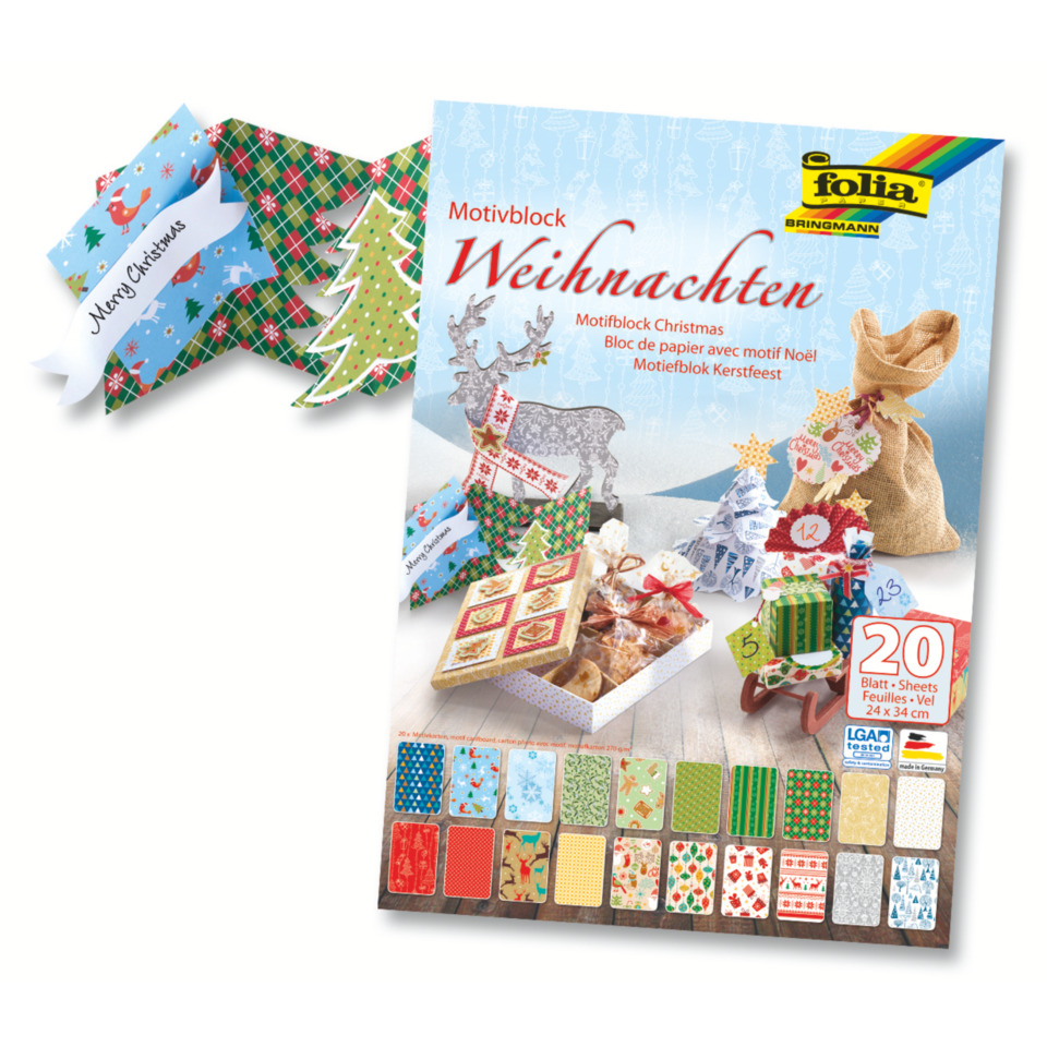 Bastelblock Design Weihnachten III - 20 Blatt, 24 x 34 cm, sortiert