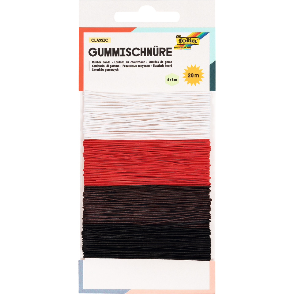 Gummischnüre-Set - 4 Spulen à 5 m, farbig sortiert