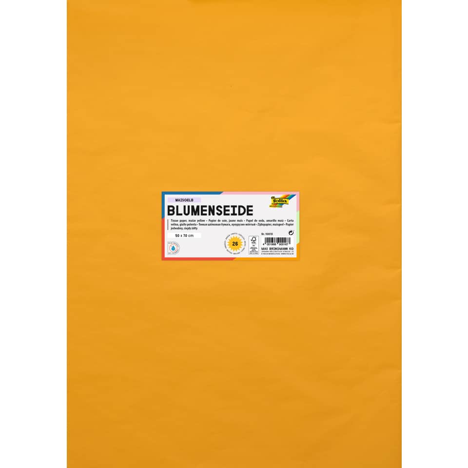 Blumenseide - 50 x 70 cm, 26 Bogen, maisgelb