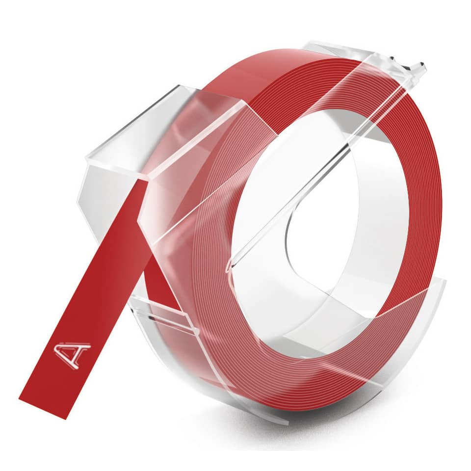 Prägeband - 9 mm x 3 m, glänzend rot