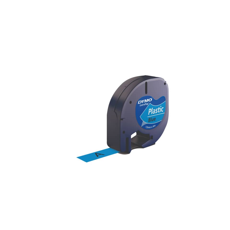 Schriftbandkassetten Kunststoff - laminiert, 12 mm x 4 m, schwarz auf blau