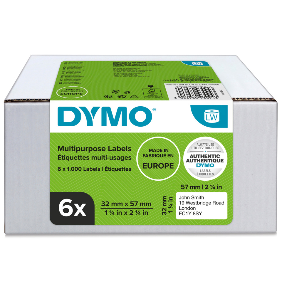 LW-Vielzweck-Etiketten 6 Rollen a 1000 Etiketten 32 x 57 mm