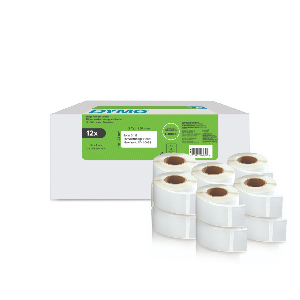 Rücksendeaufkleber, weiss, permanent haftend, 12 x 500 Etiketten