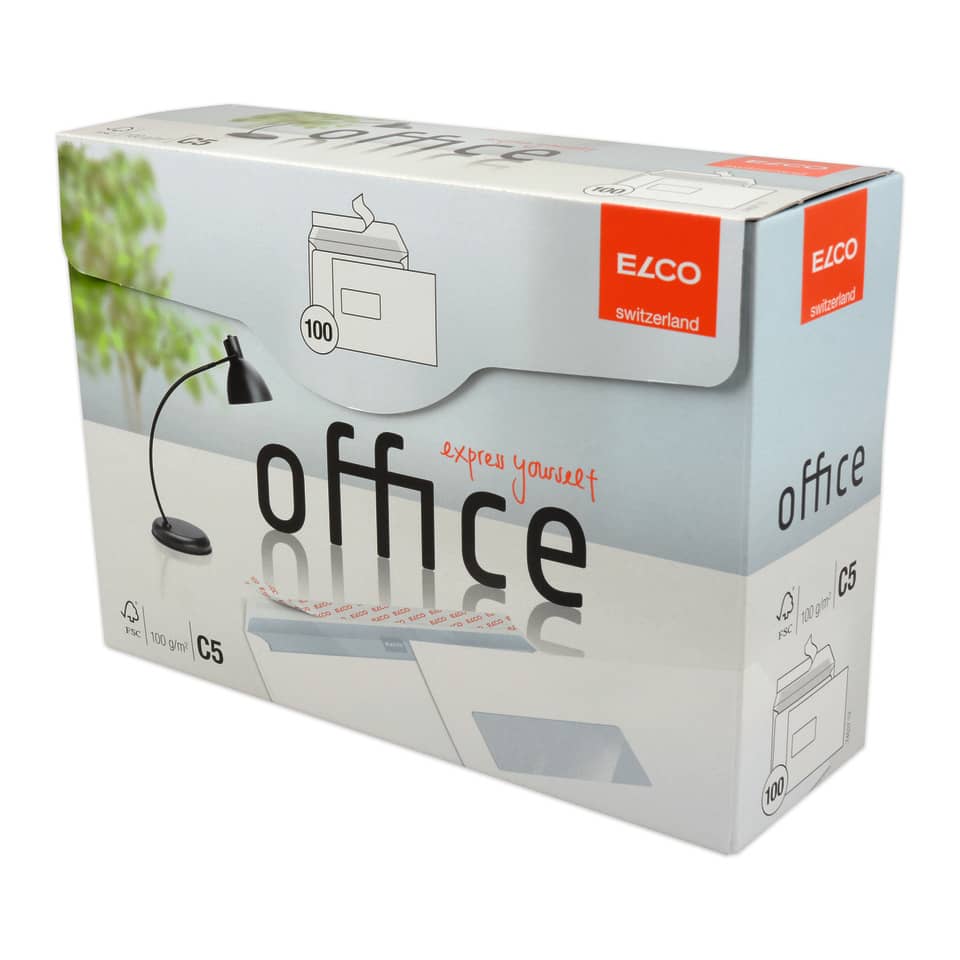 Briefumschlag Office in Shop Box - C5, hochweiß, haftklebend, mit Fenster, 100 g/qm , 100 Stück