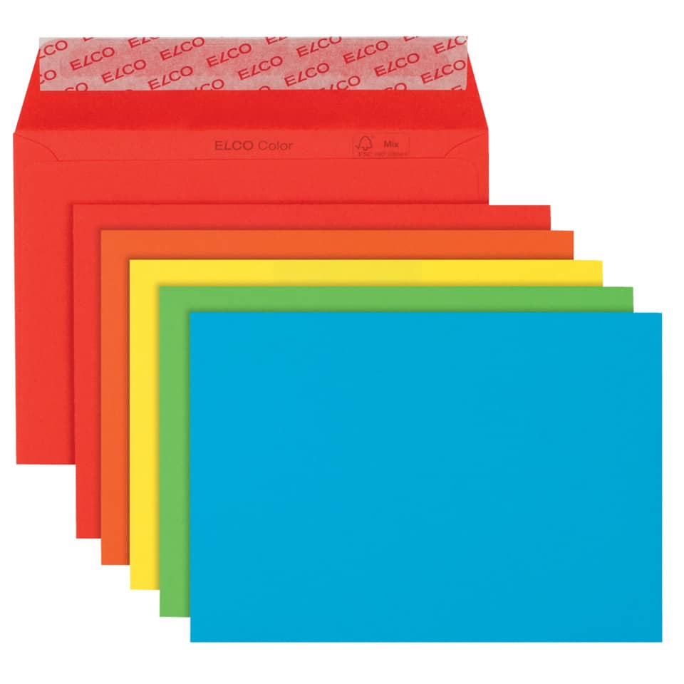 Briefumschlag Color - C6, Kleinpackung 20 Stück, 5 Farben sortiert, haftklebend