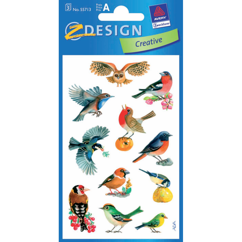 Z-Design 55713, Deko Sticker, Vögel, 3 Bogen/33 Sticker