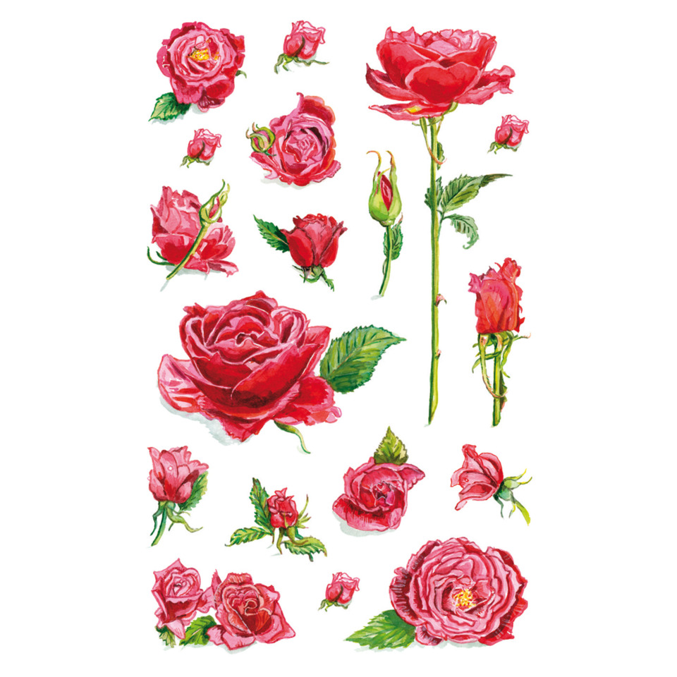 Z-Design 54337, Deko Sticker, Rosen, 3 Bogen/54 Sticker