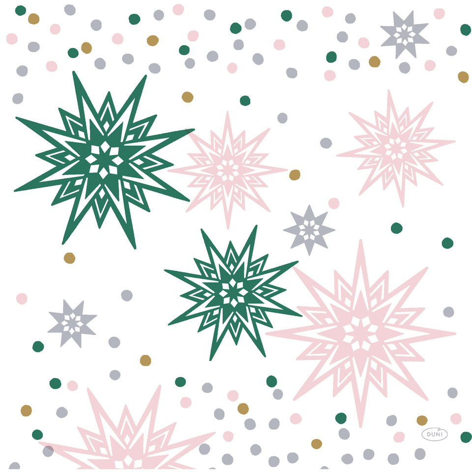 Weihnachts-Serviette Dunisoft® Sterne Noel Stars, 40 x 40 cm, 3-lagig, 12 Stück