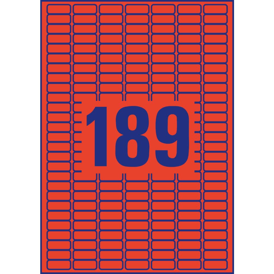 L6036-20 Etiketten - 25,4 x 10 mm, rot, 3.780 Etiketten/20 Blatt, wiederablösbar