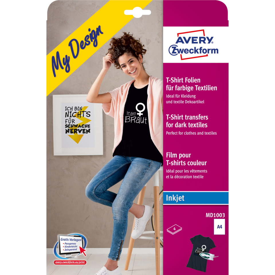 MD1003 Textilfolien für farbige Textilien, 210 x 297 mm, 4 Blatt