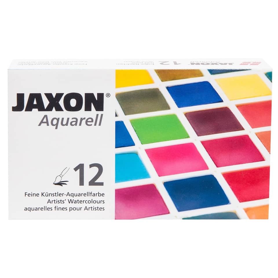 Aquarellfarbkasten - 12 Stück, 1/2 Näpfe Metallkasten