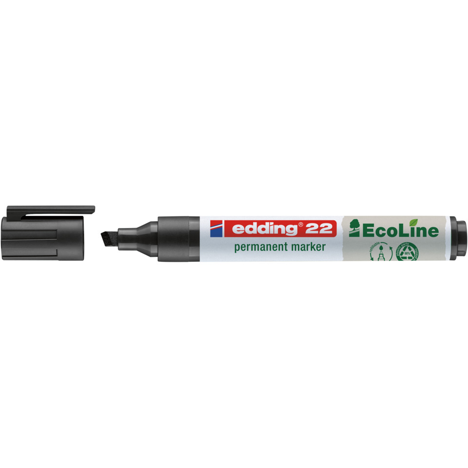 22 Permanentmarker EcoLine - 1 - 5 mm, schwarz, nachfüllbar
