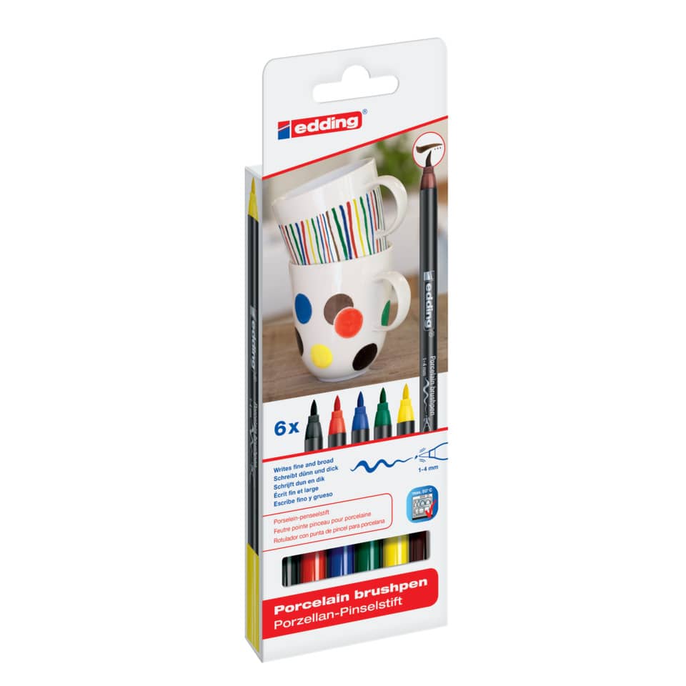 4200 Porzellanpinselstift - 1 - 4 mm, 6 Farben sortiert