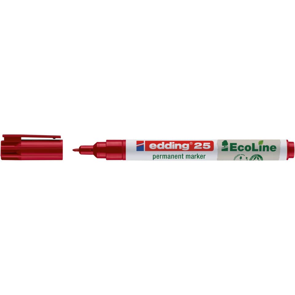 25 Permanentmarker EcoLine - 1 - 5 mm, rot, nachfüllbar